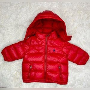 RALPH LAUREN Red Down Baby Puffer Jacket